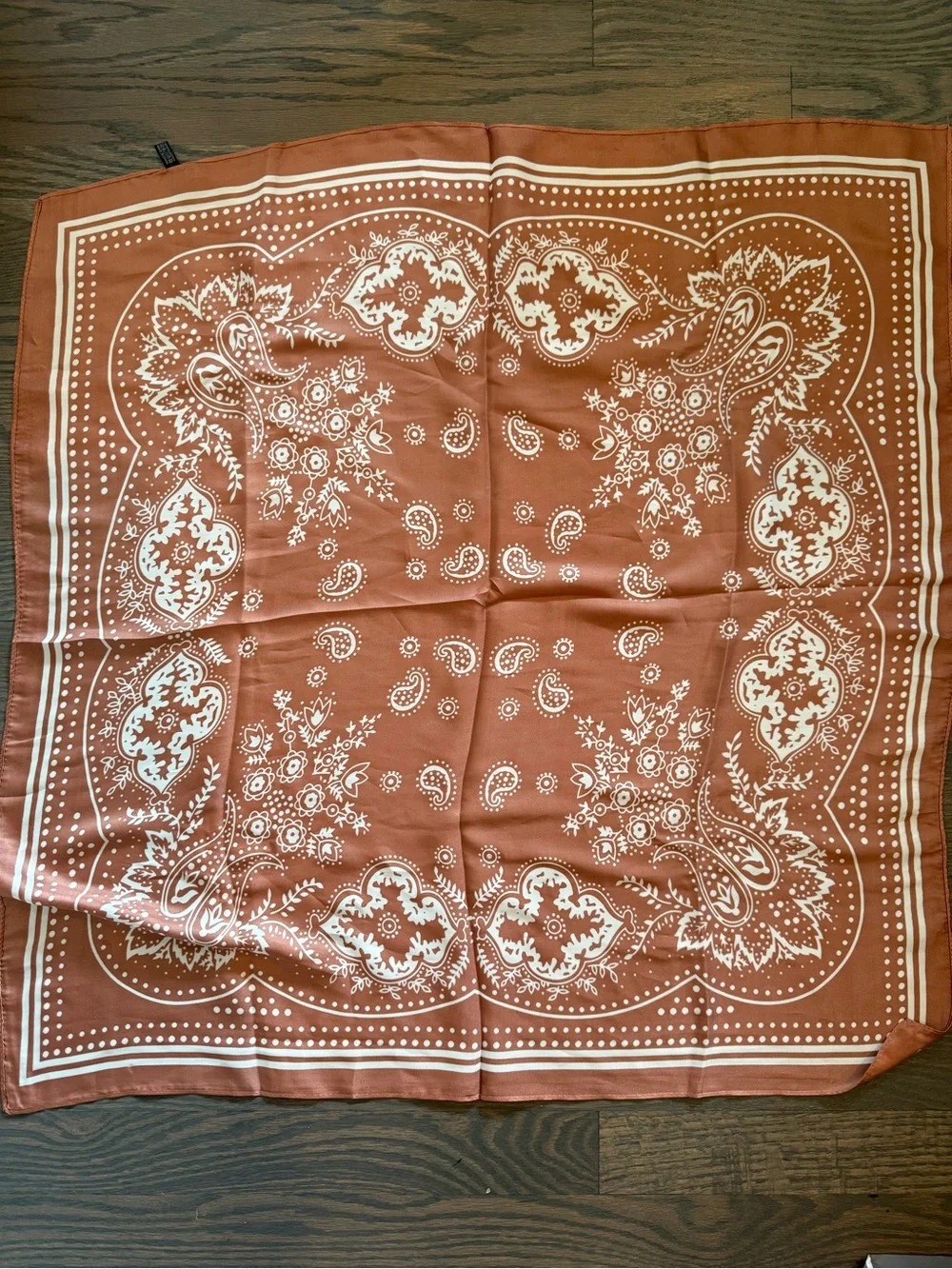 Women’s Rust Satin Paisley Bandana Scarf - Versatile Accessory